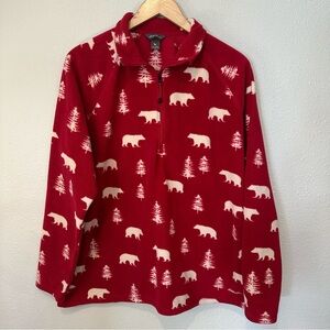 Eddie Bauer Women’s Winter Themed Red Fleece Pullover